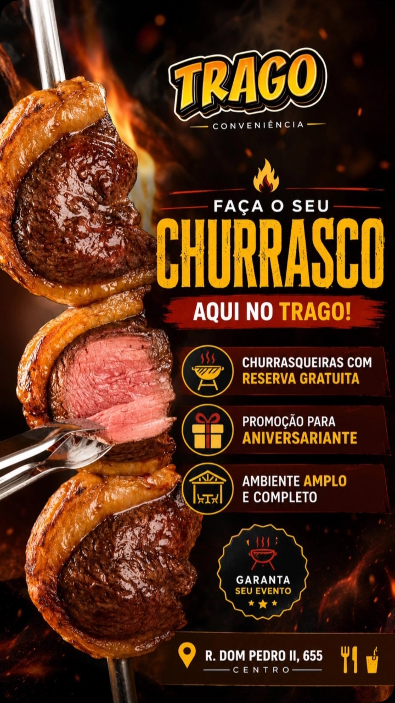 Faça seu churrasco aqui no Trago